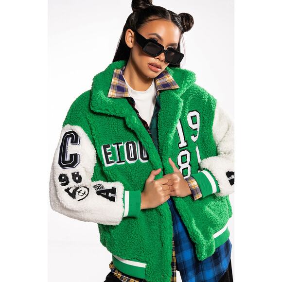 Azalea Wang Teddy Green Varsity Jacket - Picture 3 of 6